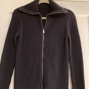 Liz Claiborne, Navy Blue Zip Front Sweater